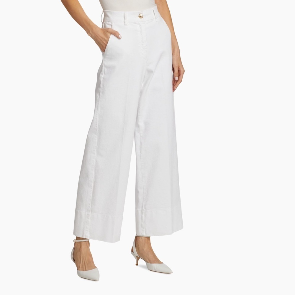 Marella Women's Size 6 US White Lava Denim Wide Leg Jeans Pants Trouser NWT $275 - Picture 2 of 16